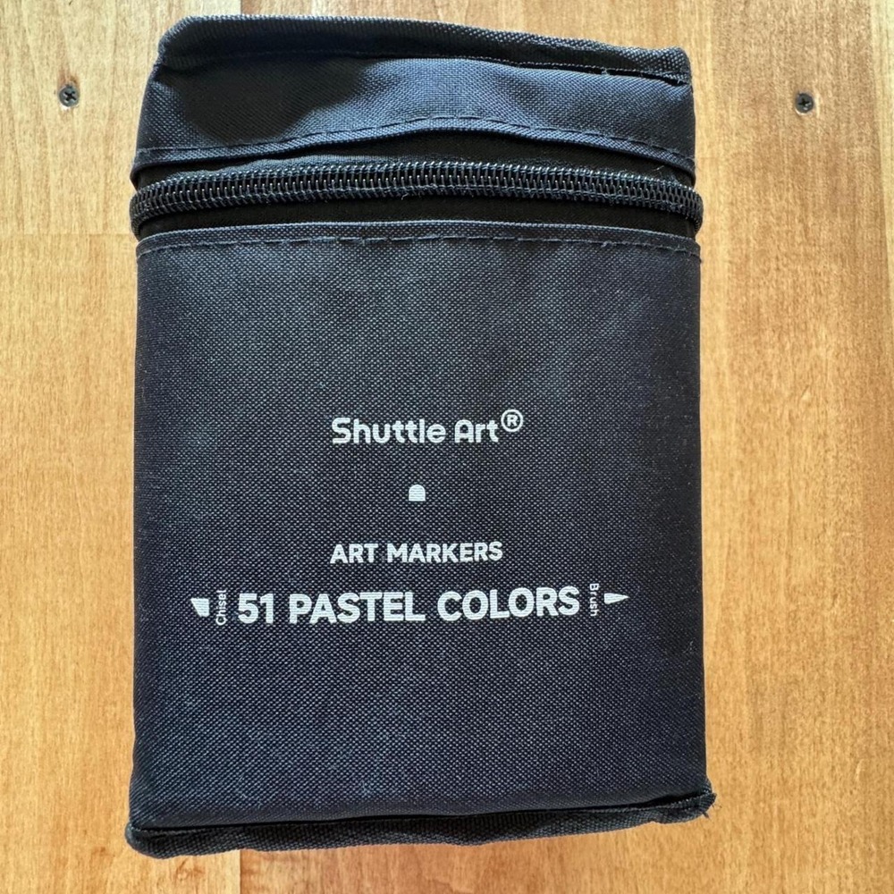 Shuttle Art 51 Pastel Colors Dual Tip Art Markers Chisel and Brush Case Included